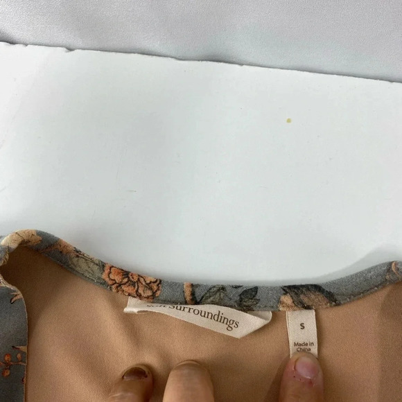 Soft Surroundings Womens Small Gray Floral Open Front Blazer Microsuede Stretch - Picture 5 of 6